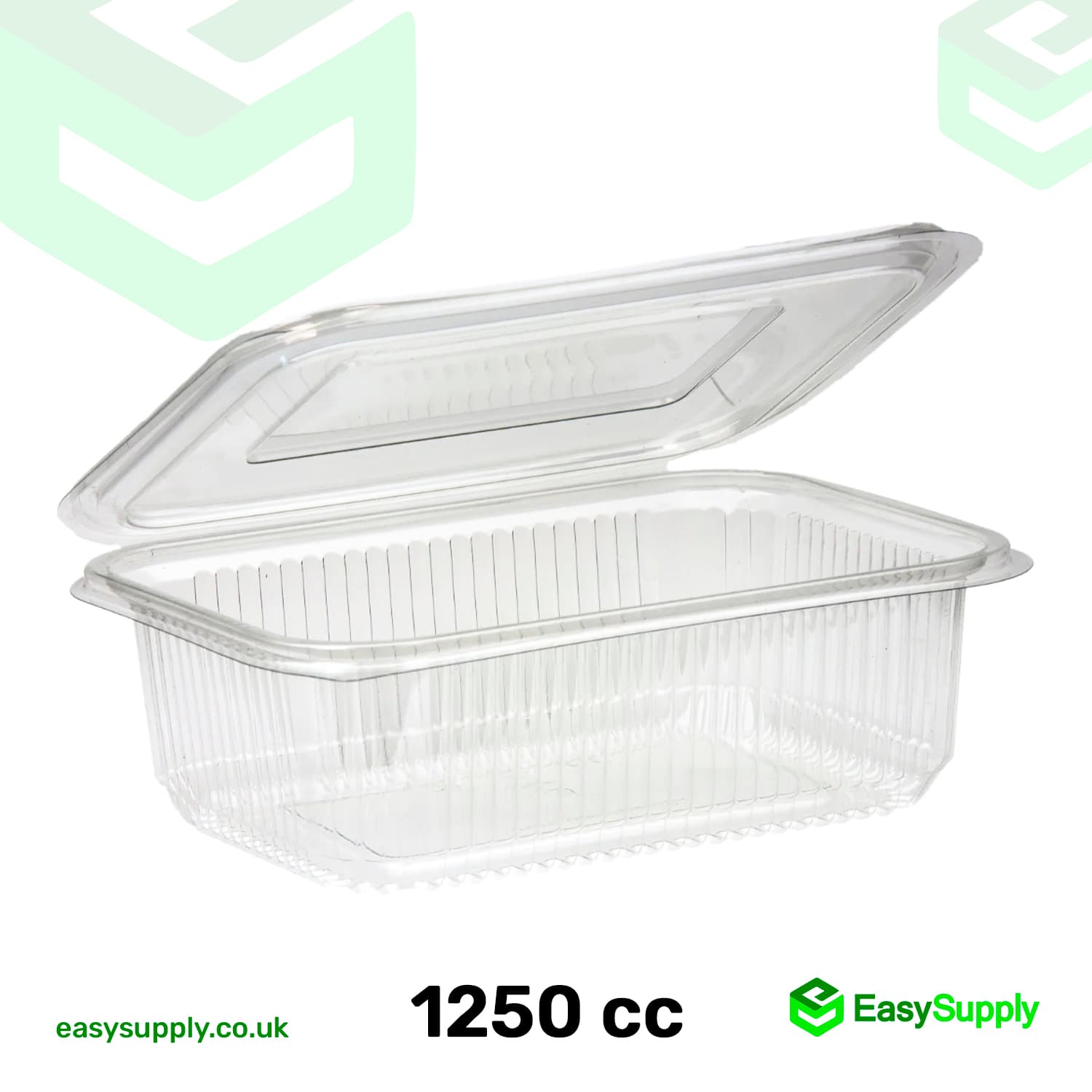 1250 cc Clear Hinged Plastic Containers HD