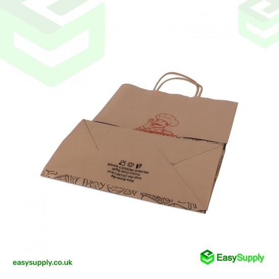 ENJOY Printed Twisted Handle Brown Paper Bags Large Size 260 x 140 x 300 mm Foil Bags