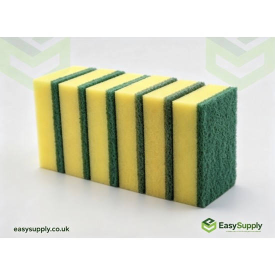 Sponge Scourers Yellow Green 48 x 10 Pack Cleaning Products
