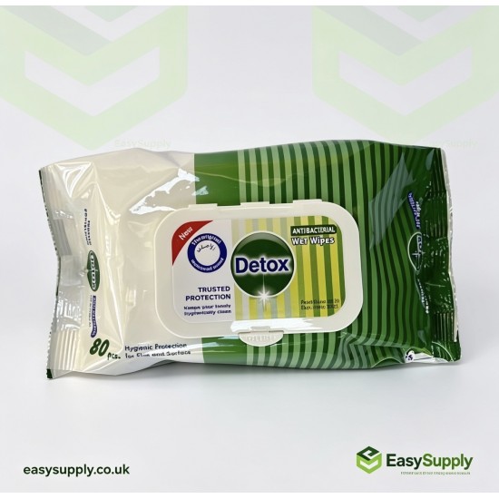 Detox Wet Wipes Anti Bacterial Green Pack 120 Pcs Cleaning Products