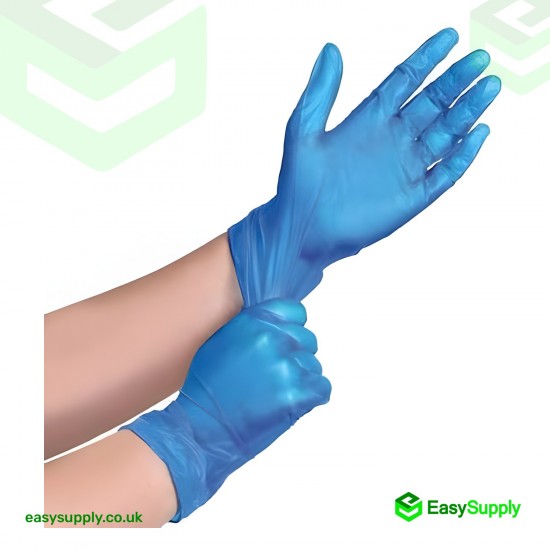 Large Blue Vinyl Powder Free Gloves