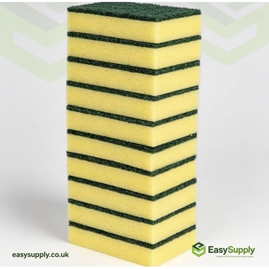 Sponge Scourers Yellow Green 48 x 6 Pack Cleaning Products
