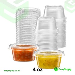 4 Oz Heavy Duty Clear  Separate Sauce Pots & Lids 800pcs