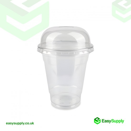 10 oz 295 ml 95 mm Smoothie Clear Cup & Dome Cross Hole Lid All In One Box 250 Pcs Cups & 250 Pcs Lids