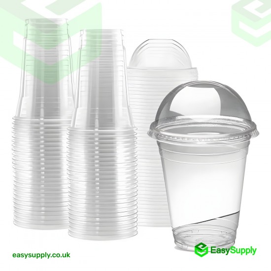 10 oz 295 ml 95 mm Smoothie Clear Cup & Dome Cross Hole Lid All In One Box 250 Pcs Cups & 250 Pcs Lids