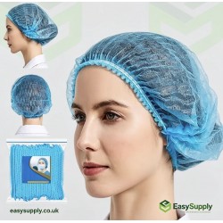 Non Woven Blue Mob Caps Double Stiched Blue Hairnet 100x10Pcs 