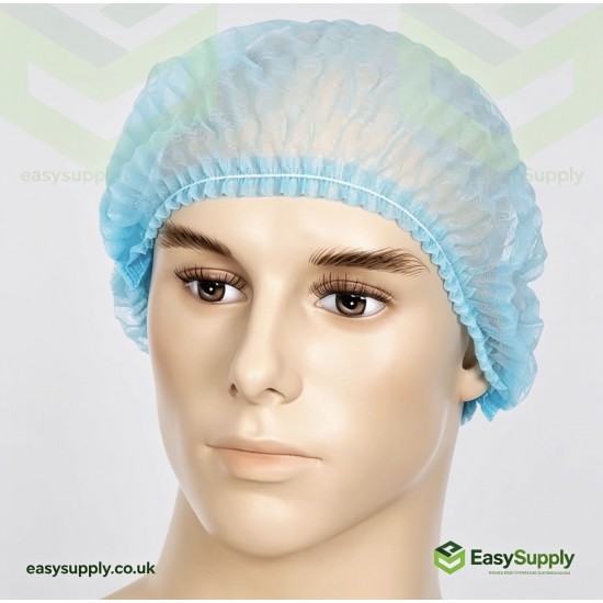 Non Woven Blue Mob Caps Double Stiched Blue Hairnet 100 x 10 Pcs Cleaning Products