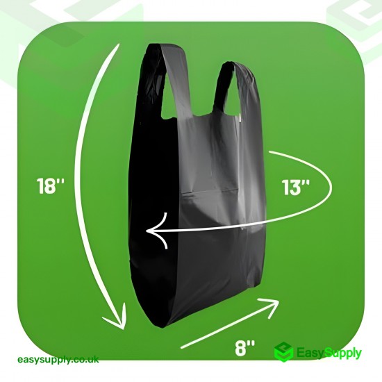 Black Vest Carriers Bags 8 x 13 x 18 Carrier Bags