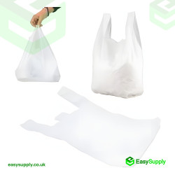 Medium White Vest Carriers Bags 10x15x18  S3