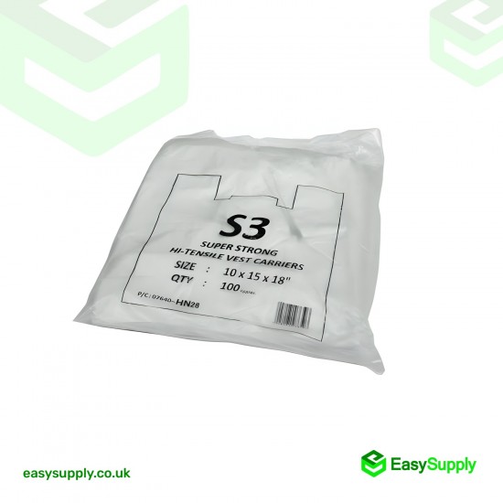 White Vest Carriers Bags 10 x 15 x 18 Carrier Bags