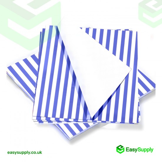 Blue Stripe Printed Grease Proof Sheets Size: 10 x 12,5 Pizza Boxes