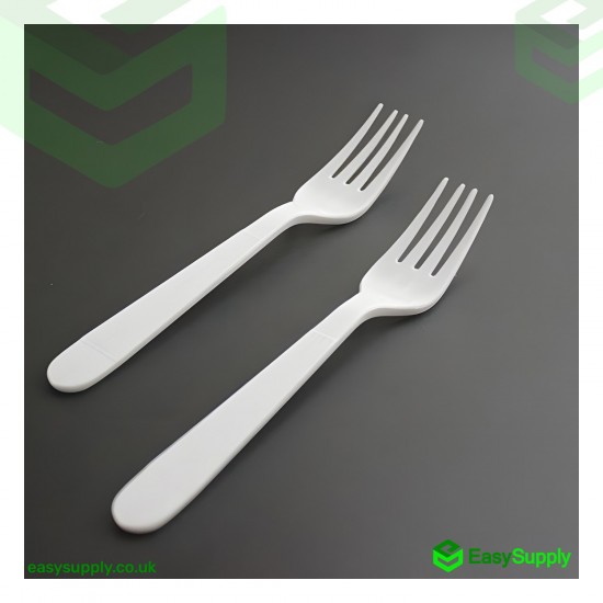 PP White Fork Heavy Duty - Reusable 180 mm Cutlery