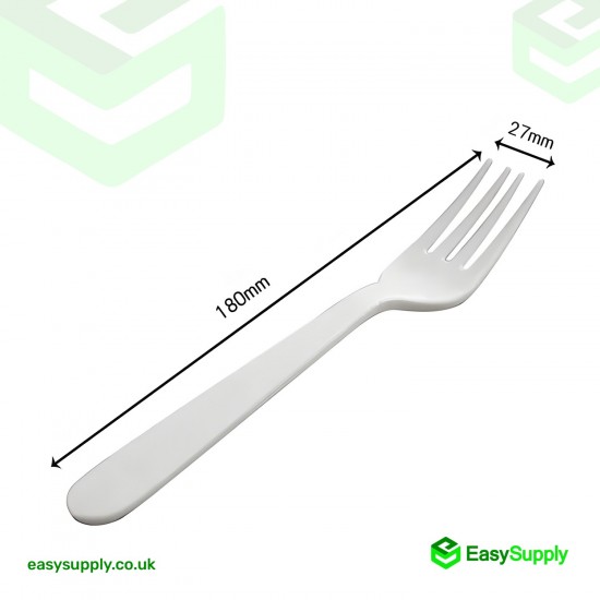 PP White Fork Heavy Duty - Reusable 180 mm Cutlery