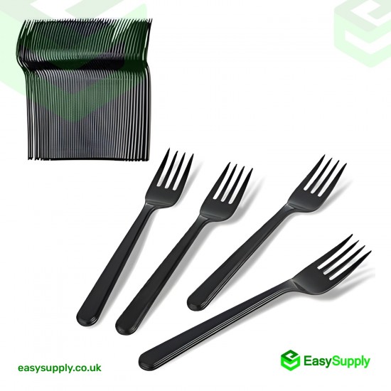 Black Reusable Heavy Duty Forks 180 mm Cutlery
