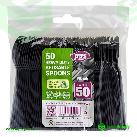 Black Reusable Heavy Duty Spoon 180 mm Cutlery