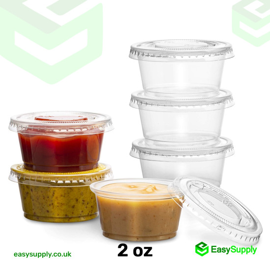 2 Oz Sauce Cups with Separate Lids HD