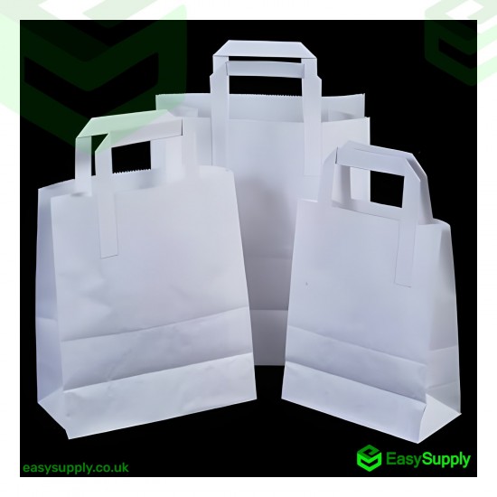 Medium White External Handle SOS Paper Bags Size: 220 x 100 x 245 mm 250 Pcs Foil Bags