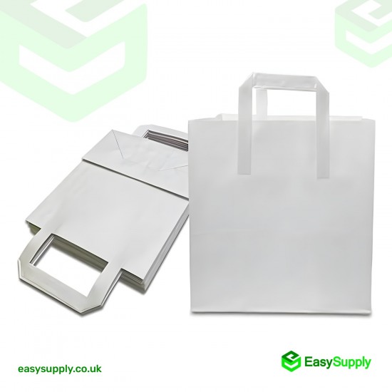 Small White SOS Paper Bag External Flat Handles 180 x 90 x 210 mm Small Foil Bags