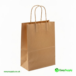 Jumbo Brown Plain Twisted Handle Paper Bags 320 x 210 x 320 100 Pcs Approx 