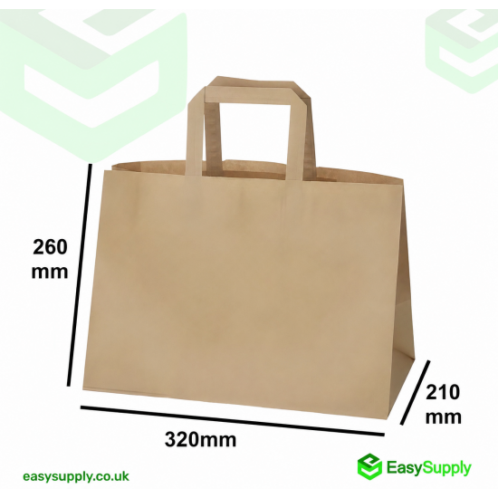 Jxxl 32 Jumbo Brown S.o.s Paper Bag Internal Flat Handles Size: 320 x 210 x 260 mm 250 Pcs Foil Bags