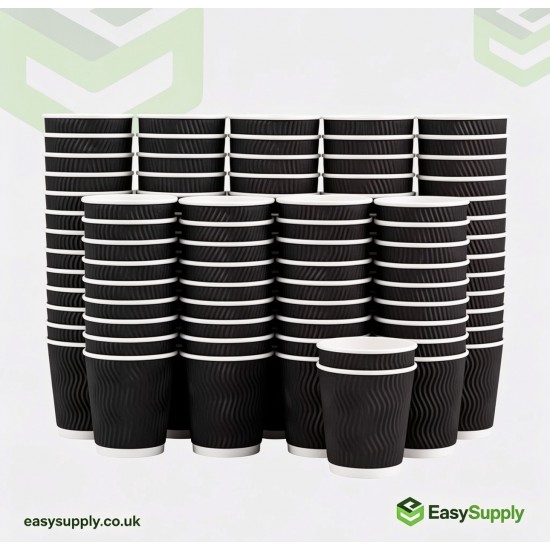 8 oz Ripple Cups Black 500 Pcs