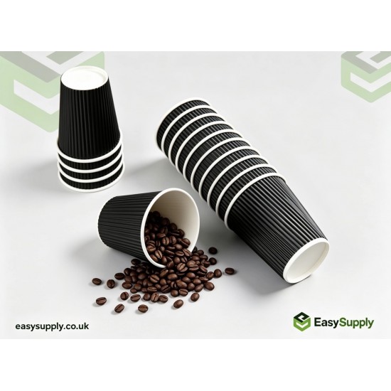 8 oz Ripple Cups Black 500 Pcs