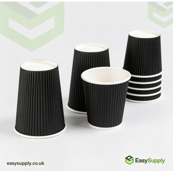 8 oz Ripple Cups Black 500 Pcs