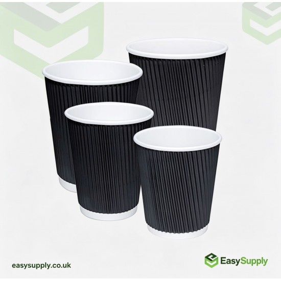 8 oz Ripple Cups Black 500 Pcs