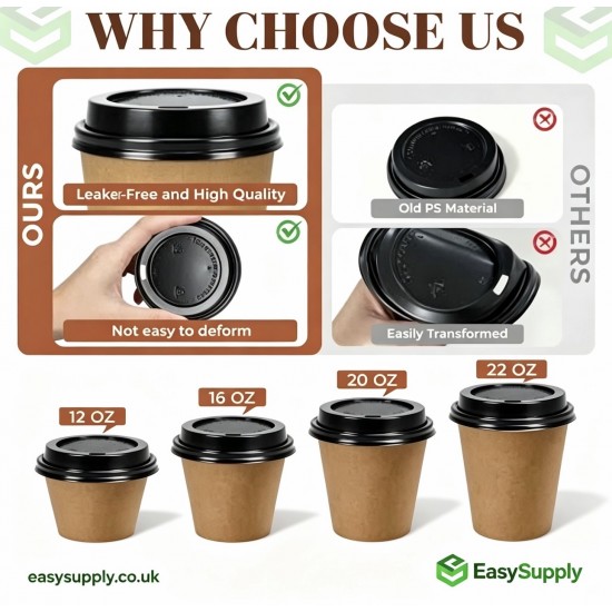 16 oz 12 Black Ripple Cup Lids 500 Pcs Cups