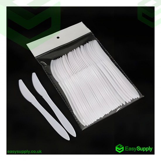 PP White Knife Heavy Duty - Reusable 180 mm Cutlery