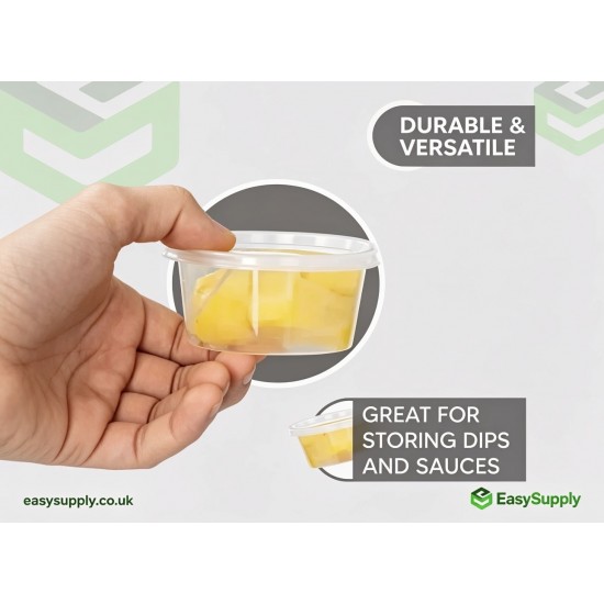 2 Oz Heavy Duty Clear  Separate Sauce Pots & Lids