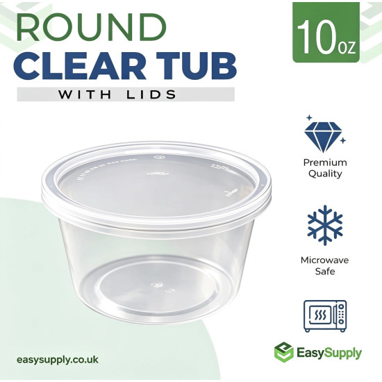10 Oz Microwaveable Round Containers with Lids