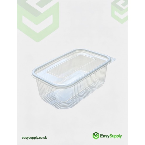 1000 cc Clear Hinged Plastic Containers HD