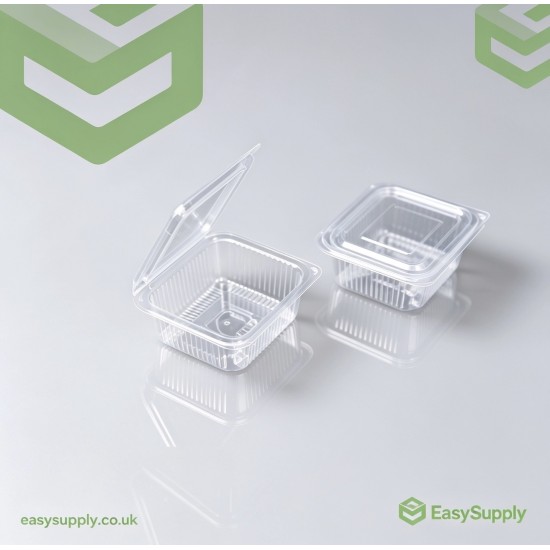 375 cc Clear Hinged Plastic Containers HD