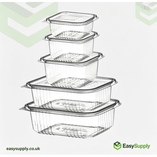 500 cc Clear Hinged Plastic Containers HD
