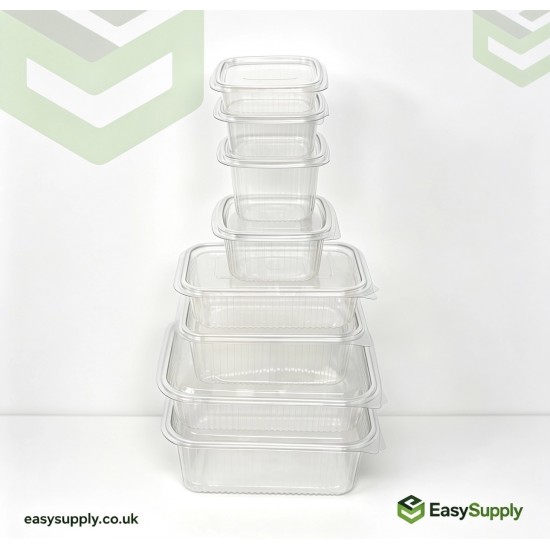 500 cc Clear Hinged Plastic Containers HD